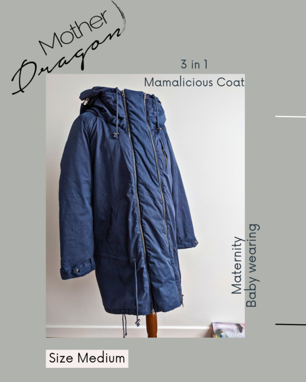Mamalicious Maternity and Baby Wearing Navy Coat
