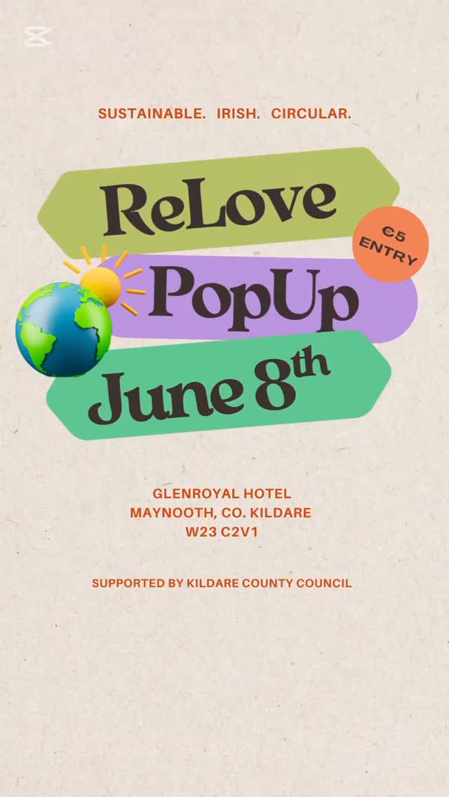 🎉 1 DAY TO GO 🎉

ReLove PopUp is happening tomorrow 
Sunday 8th June 

Join us for a family-friendly event, celebrating  sustainable living and circularity. We have an  amazing lineup of small Irish businesses so come along and enjoy a day of conscious shopping in the Connect Suite at @glenroyal_hotel  Maynooth. 

Tickets available at Eventbrite, link in my bio, and kids go free! All adult ticket profits will be donated to @thepcrf
 
Don't miss out on this exciting opportunity to support small businesses, shop sustainably, and support the circular economy. We can't wait to see you there!

Kindly supported by @kildarecountycouncil 

Come and say hi to
@treasuredtoys.ie 
@rebornireland 
@flopsyshop 
@muckypicnic 
@thenappymarket.ie 
@prelovedbyshayandjo 
@bow_susie 
@littleinktales 
@shoptwine.ie