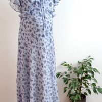ASOS Design Maternity Blue Floral Ruffle Midi Dress