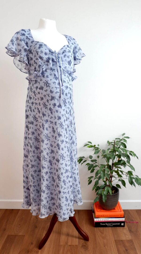 ASOS Design Maternity Blue Floral Ruffle Midi Dress