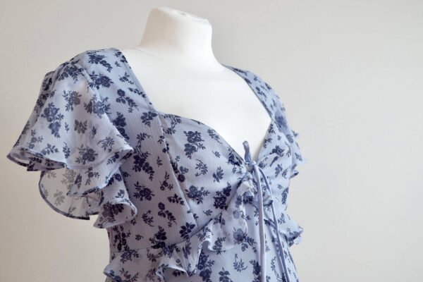 ASOS Design Maternity Blue Floral Ruffle Midi Dress - Image 3