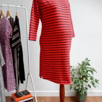 GAP Maternity Red and Navy Striped Dress