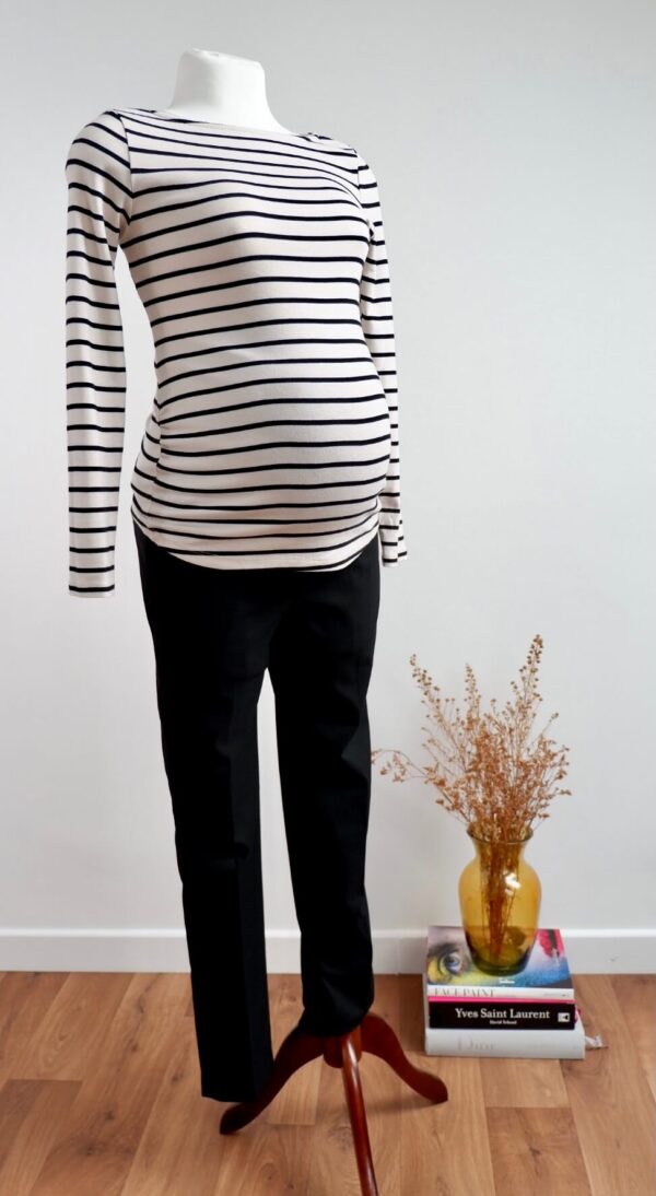 H&M Cream and Black Striped Long Sleeved Maternity Top