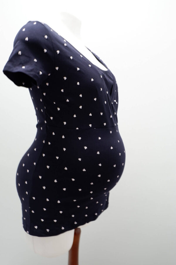 H&M Navy Blue Breastfeeding T-Shirt with White Heart Print