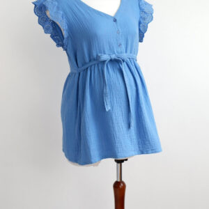 JoJo Maman Bebe Blue Broderie Top