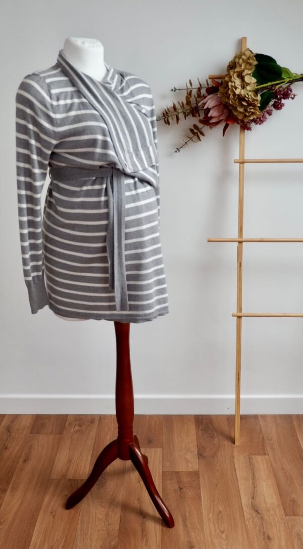JoJo Maman Bébé Stripe Maternity and Breastfeeding Drape Cardigan - Image 3