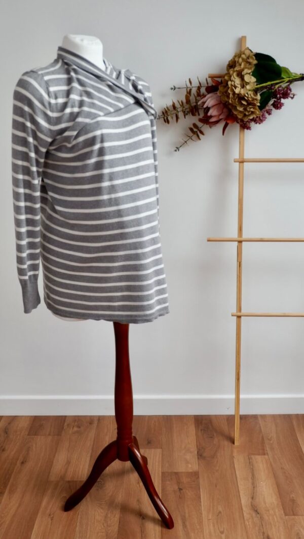 JoJo Maman Bébé Stripe Maternity and Breastfeeding Drape Cardigan - Image 2