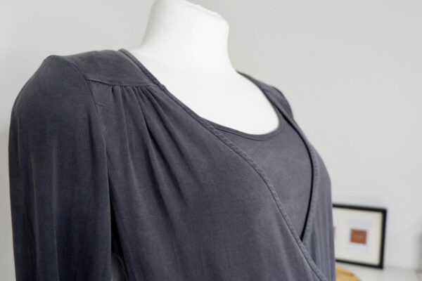 Mamalicious Grey Maternity and Breastfeeding Wrap Top - Image 3