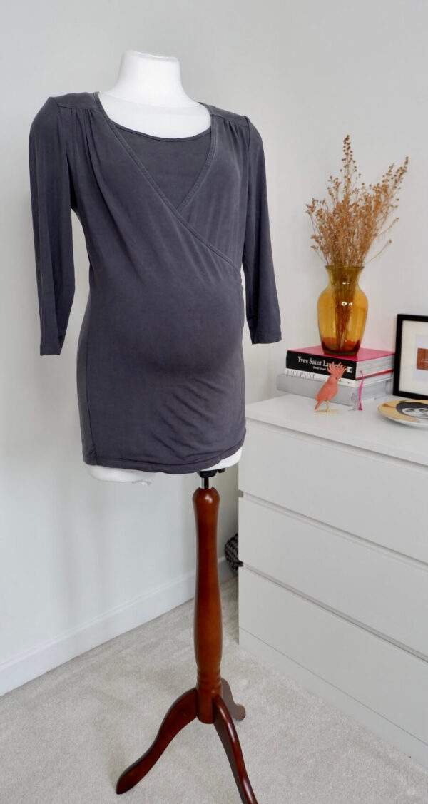 Mamalicious Grey Maternity and Breastfeeding Wrap Top