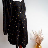 New Look Maternity Black and Yellow Polka Dot Sweetheart Dress