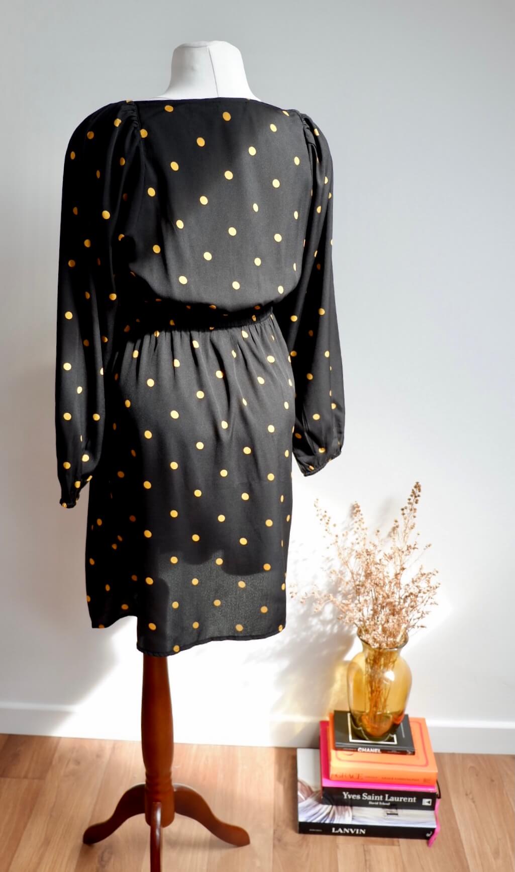 New Look Maternity Black and Yellow Polka Dot Sweetheart Dress Mother Dragon