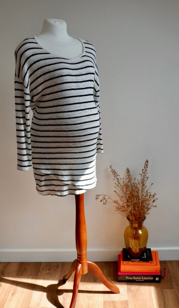 New Look Maternity White and Blue Striped Top