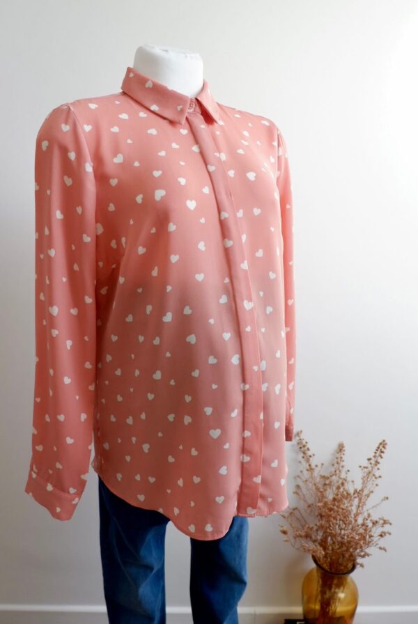 New Look Maternity Pink and White Heart Print Shirt