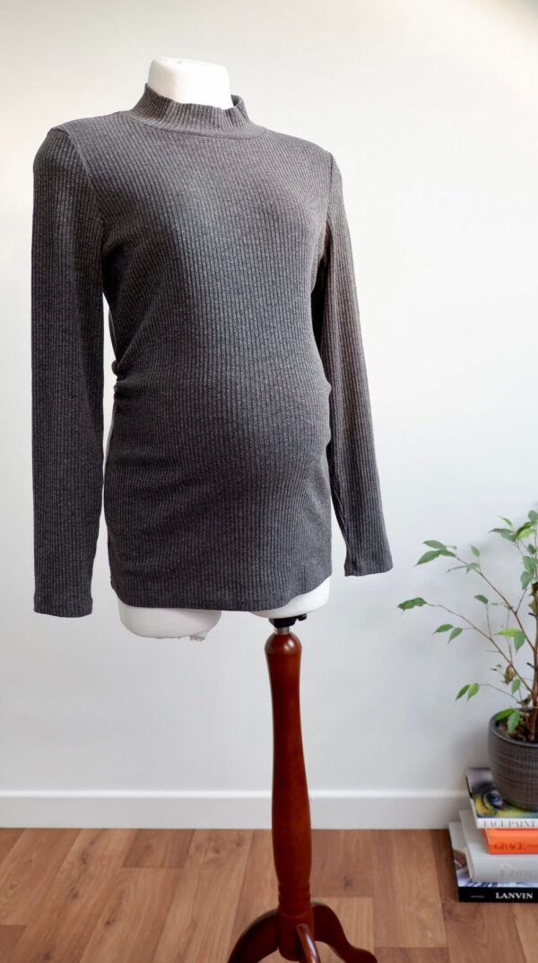 Pea in a Pod Grey Ribbed Maternity Turtleneck Top