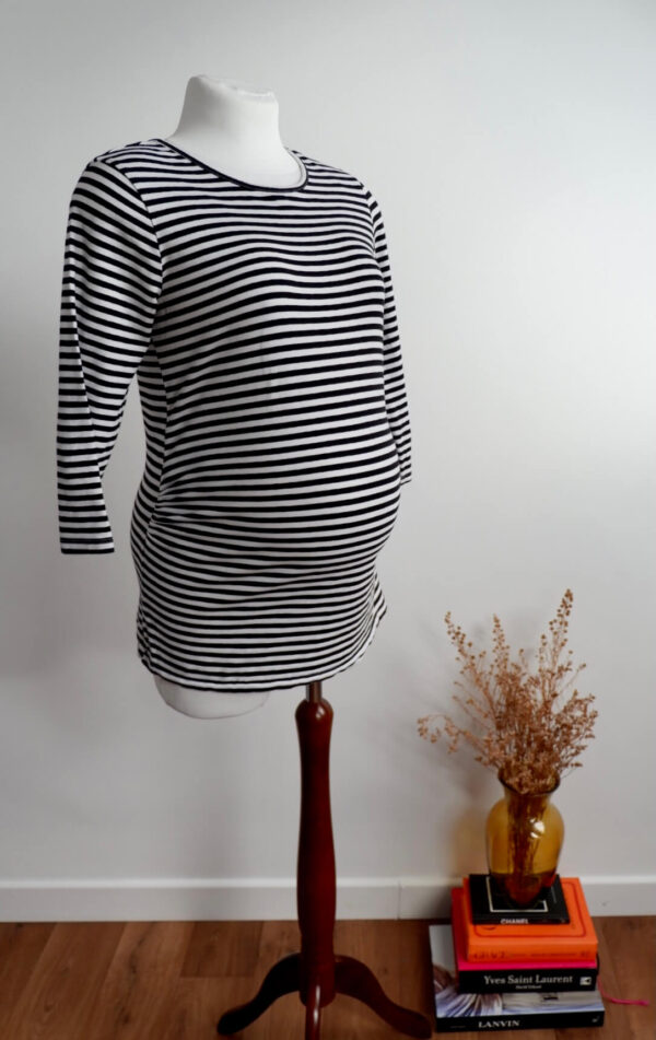Savida Maternity Black and White Striped Top