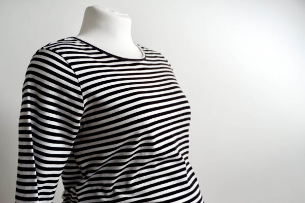 Savida Maternity Black and White Striped Top - Image 2
