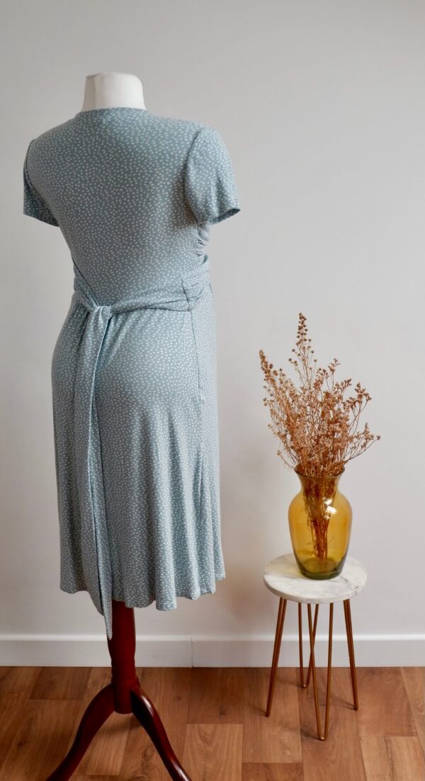 Seraphine Sage and White Polka Dot Maternity and Breastfeeding Dress - Image 2
