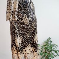 ASOS TFNC Black and Gold Maternity Sequinned Dress - Image 2