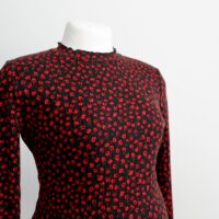 Topshop Maternity Black and Red Floral Ribbed Dress - Image 2
